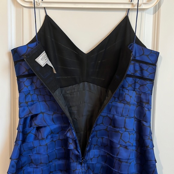 ElizaJ Cocktail Mini Dress, Blue/Black, Sheer Cutout Snake Print Goth Silky - Picture 5 of 13